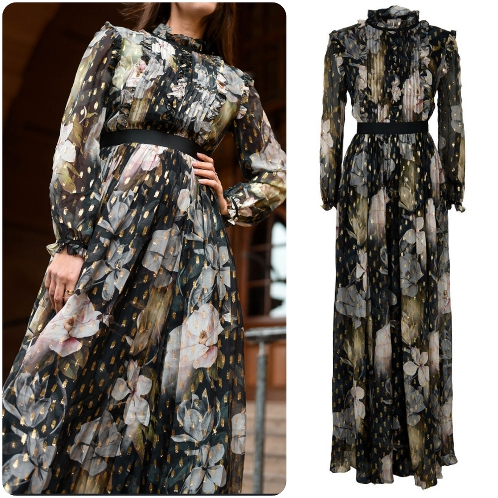 SOLD LIKE NEW TED BAKER HTF SILK BLEND HUNNIE MAXI DRESS - Picture 5 of 9